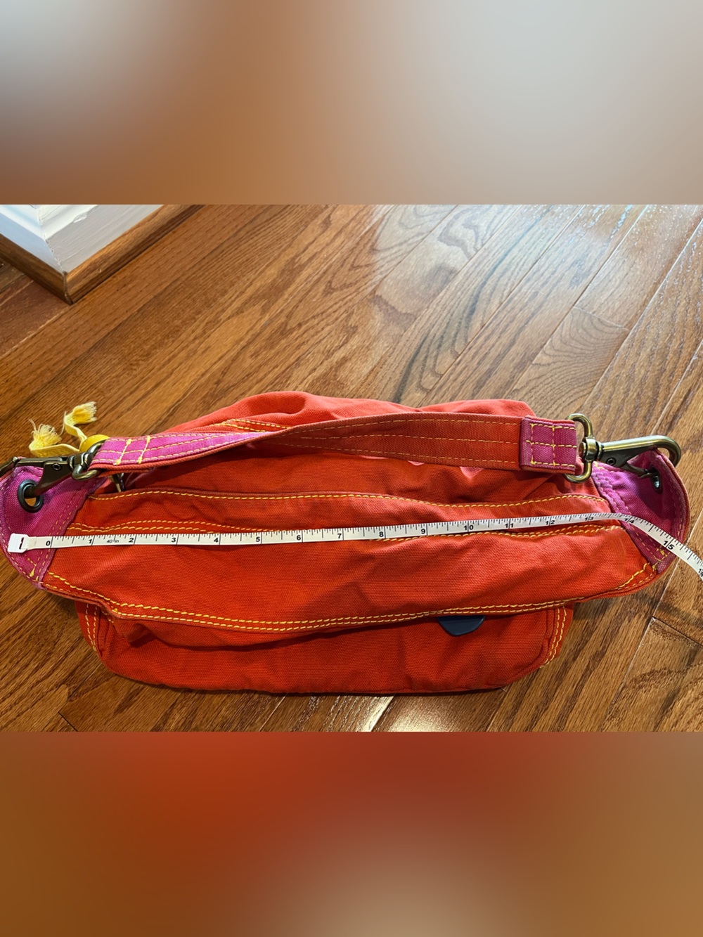 Marc Jacobs Bright Orange Shoulder Bag with Pink Flower Accent - Picture 7 of 7